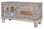 GINER Y COLOMER Coffre en bois massif de manguier couleur blanc vieilli avec détails en bronze - Dimensions 100x40x57 cm